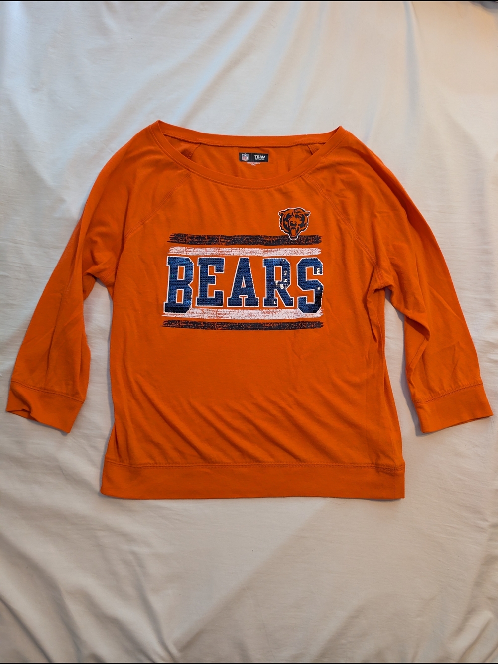 Chicago Bears Long Sleeve Tee Sequin Letters Girls Size 16/18